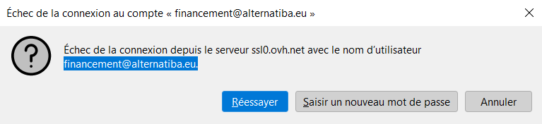 Message d'erreur Thunderbird : échec de connection